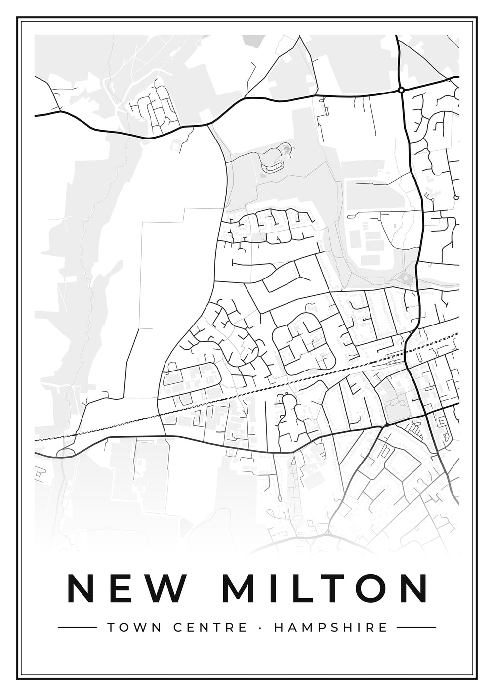 New Milton Town Centre Street Map Poster