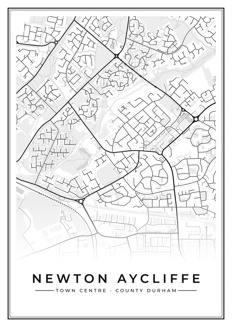 Newton Aycliffe Town Centre Street Map Poster