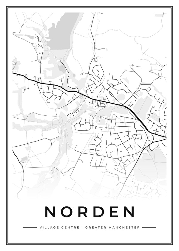 Norden Village Centre Street Map Poster
