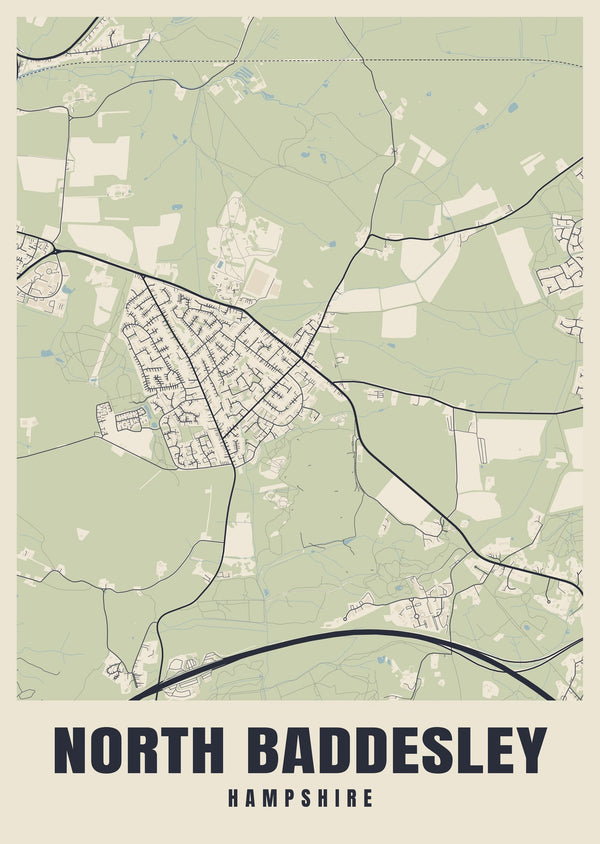 North Baddesley Street Map Poster