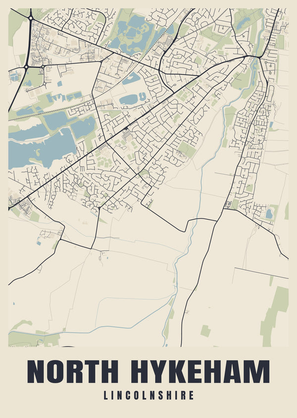 North Hykeham Street Map Poster