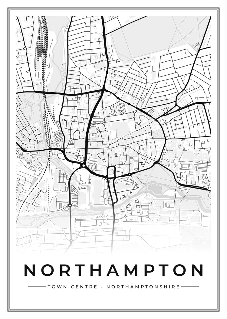 Northampton Town Centre Street Map Poster