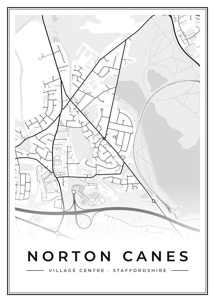 Norton Canes Village Centre Street Map Poster