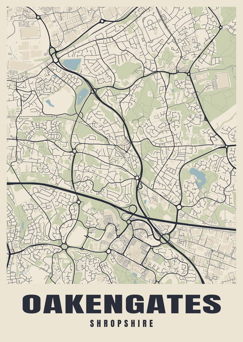 Oakengates Street Map Poster