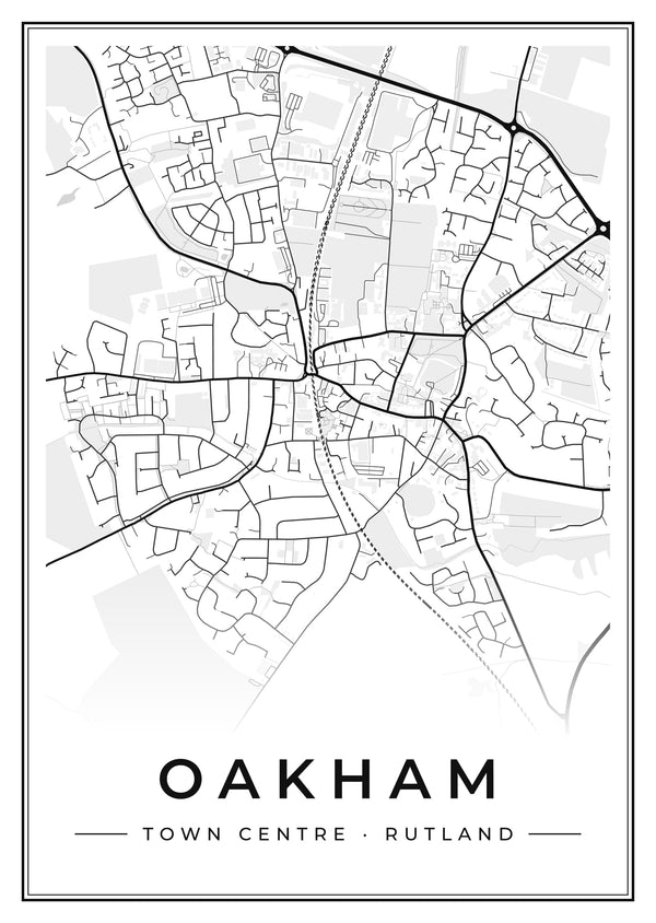 Oakham Town Centre Street Map Poster