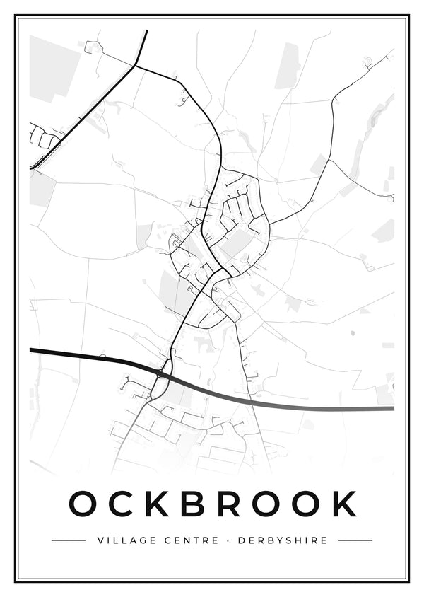 Ockbrook Village Centre Street Map Poster