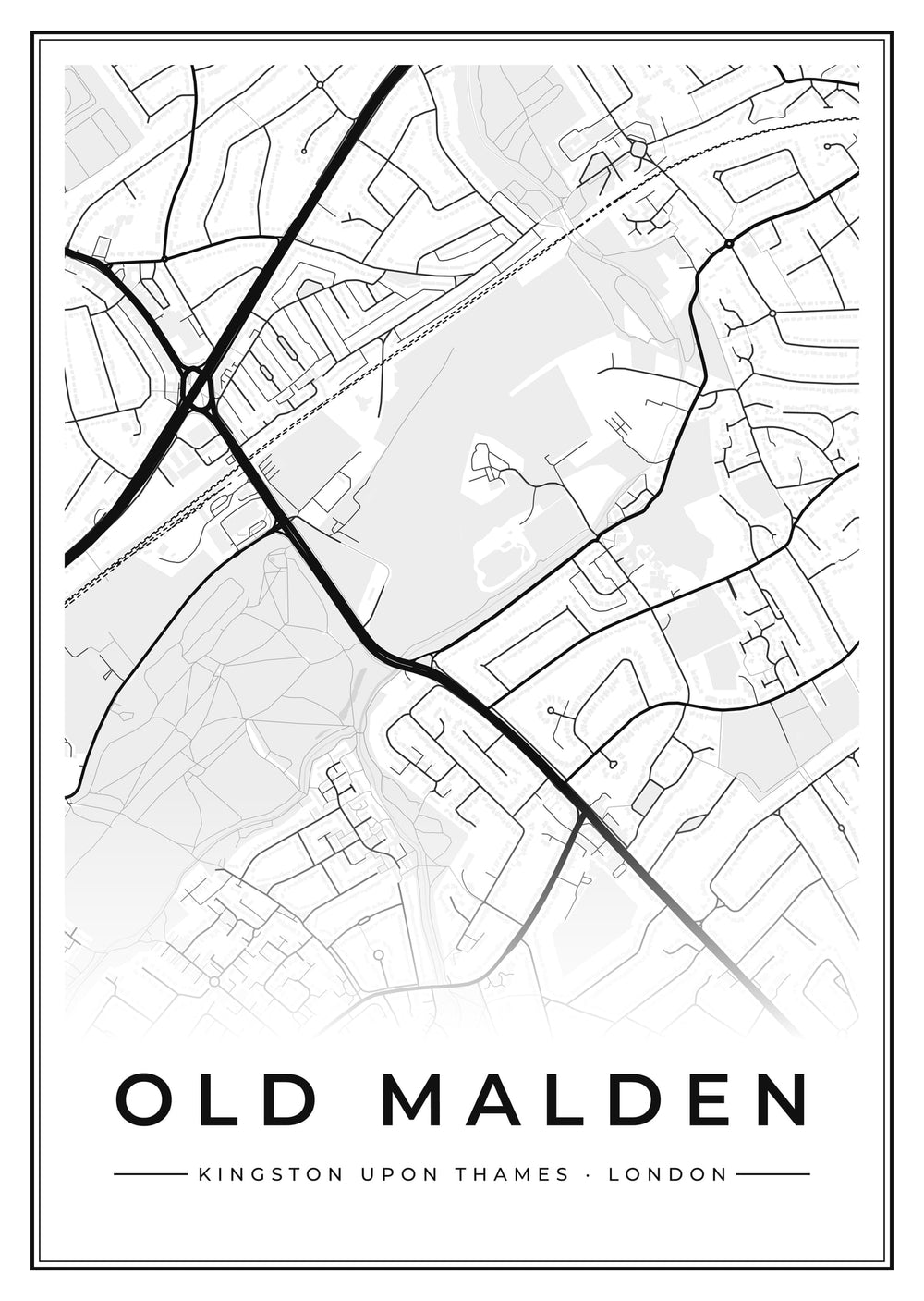 Old Malden Street Map Poster