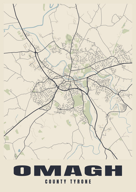 Omagh Street Map Poster