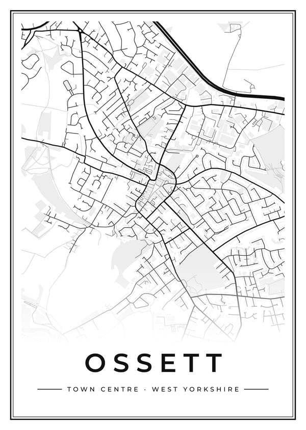Ossett Town Centre Street Map Poster