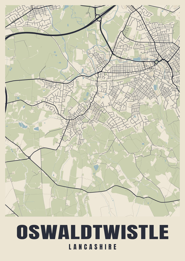 Oswaldtwistle Street Map Poster