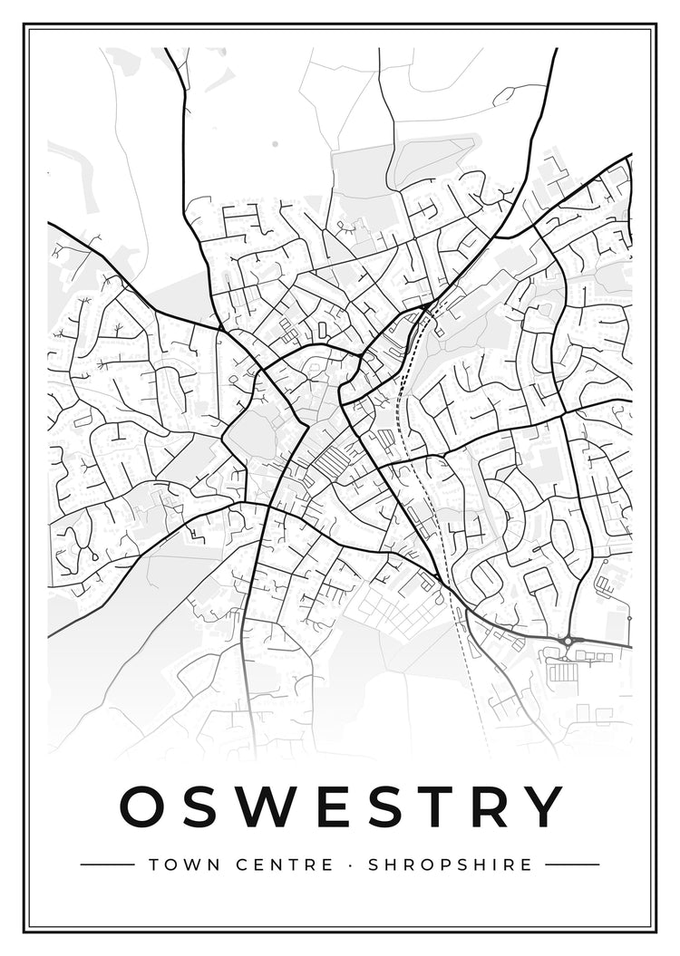 Oswestry Town Centre Street Map Poster
