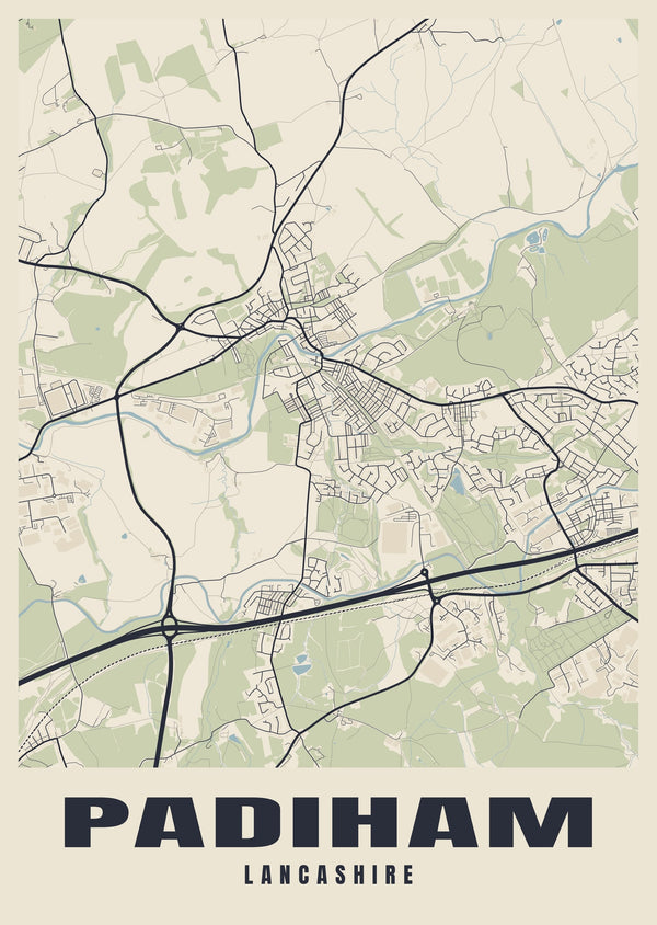 Padiham Street Map Poster