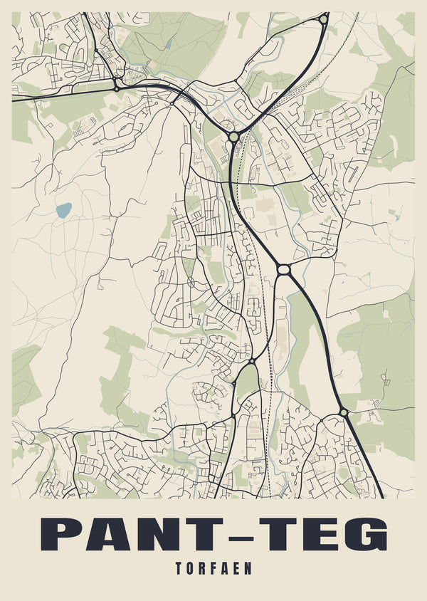 Pant-teg Street Map Poster