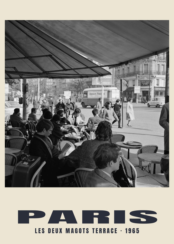 Les Deux Magots terrace, Paris — 1965 · Historic photograph print