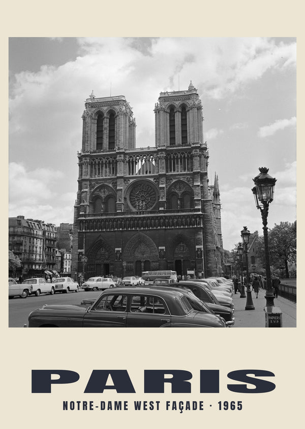 Notre-Dame West Façade, Paris — 1965 · Historic photograph print