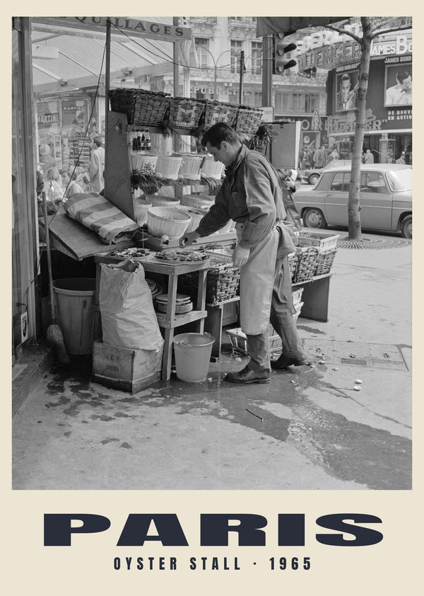 Oyster stall, Paris — 1965 · Historic photograph print