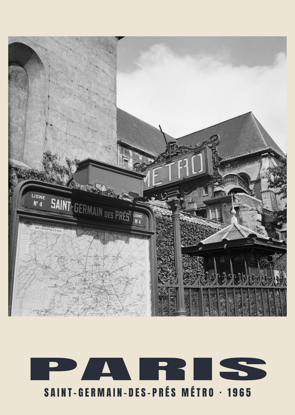 Saint-Germain-des-Prés Métro, Paris — 1965 · Historic photograph print
