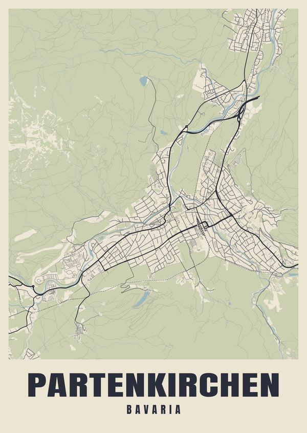 Partenkirchen Street Map Poster