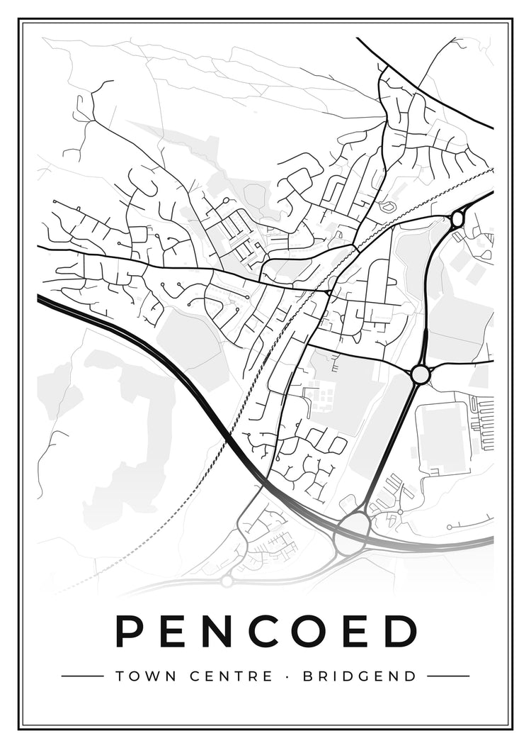 Pencoed Town Centre Street Map Poster