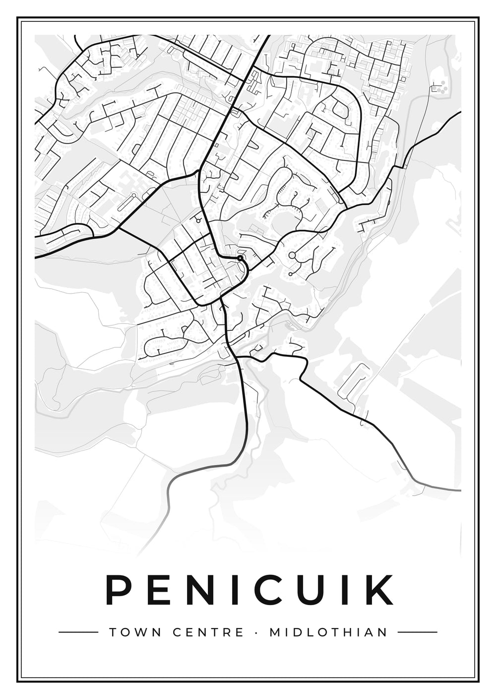 Penicuik Town Centre Street Map Poster