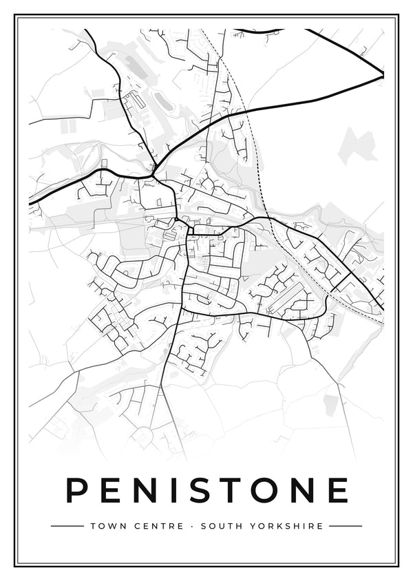 Penistone Town Centre Street Map Poster