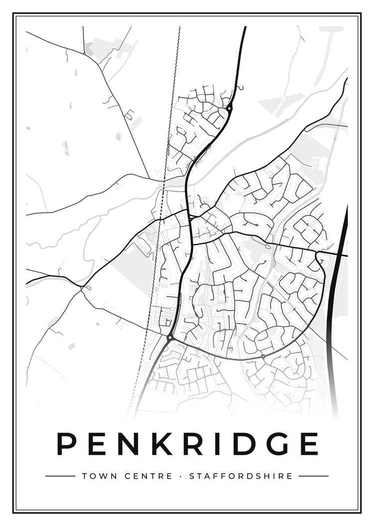 Penkridge Town Centre Street Map Poster
