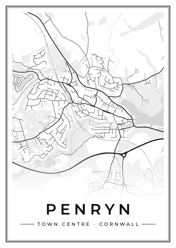 Penryn Town Centre Street Map Poster