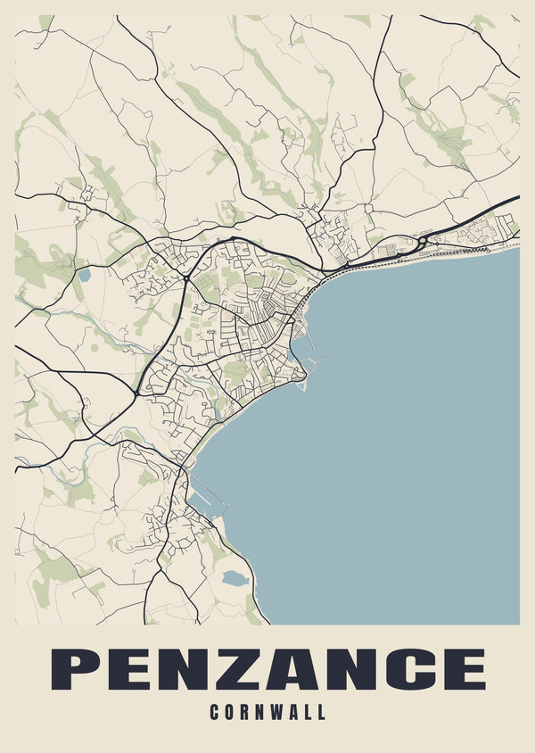 Penzance Street Map Poster