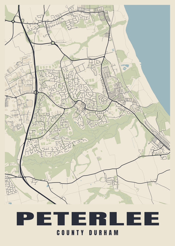 Peterlee Street Map Poster