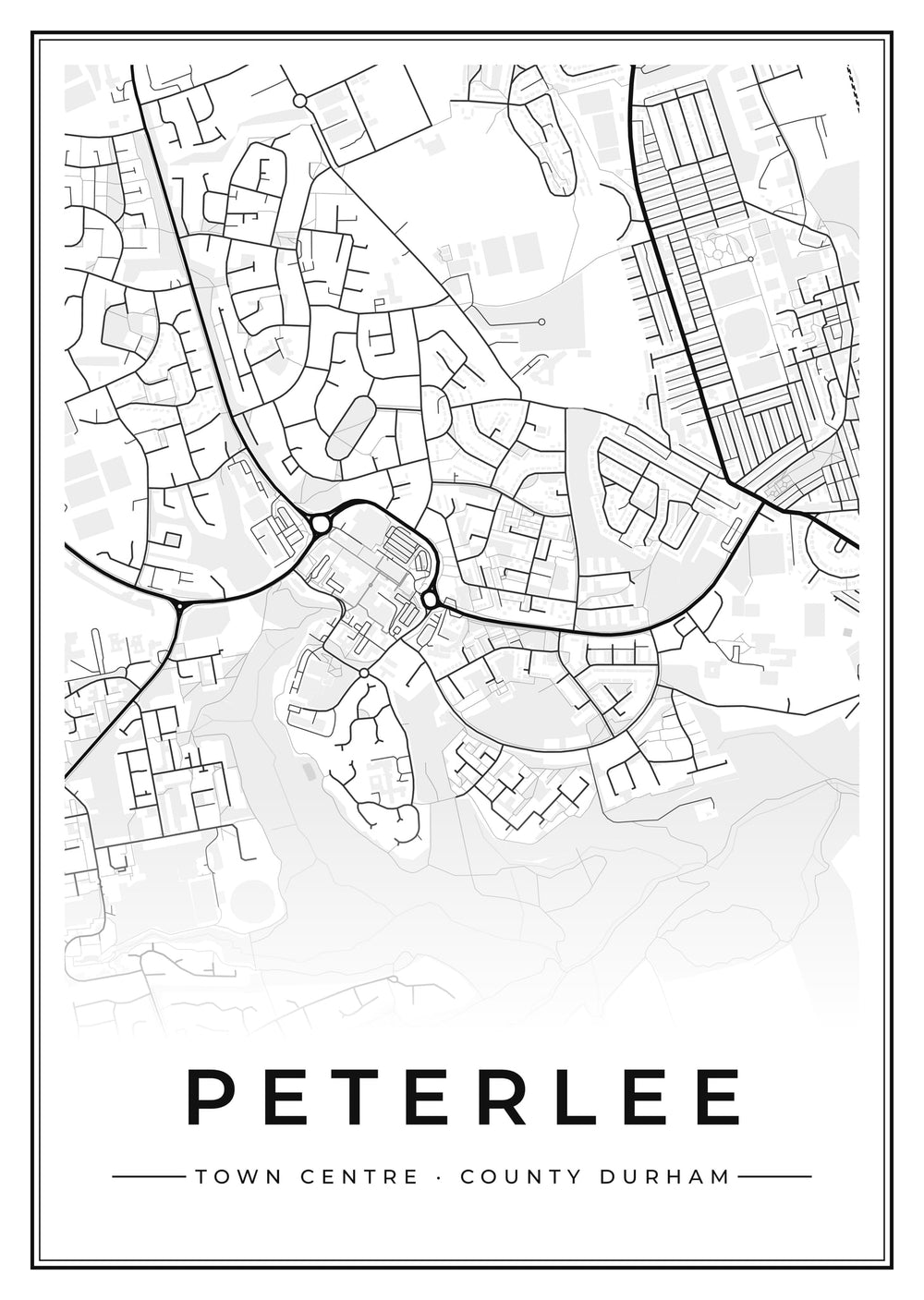 Peterlee Town Centre Street Map Poster