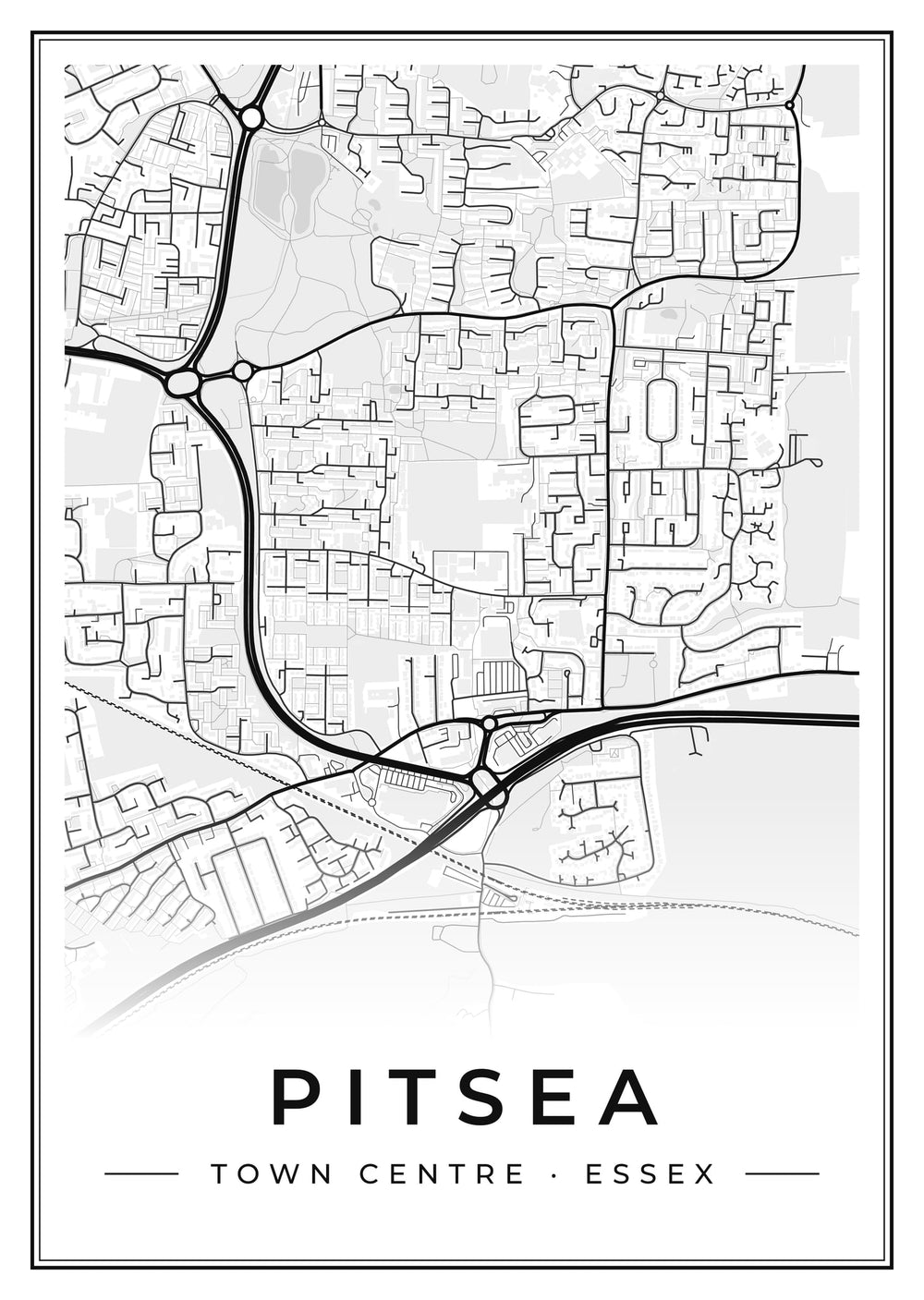 Pitsea Town Centre Street Map Poster