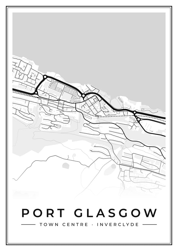 Port Glasgow Town Centre Street Map Poster