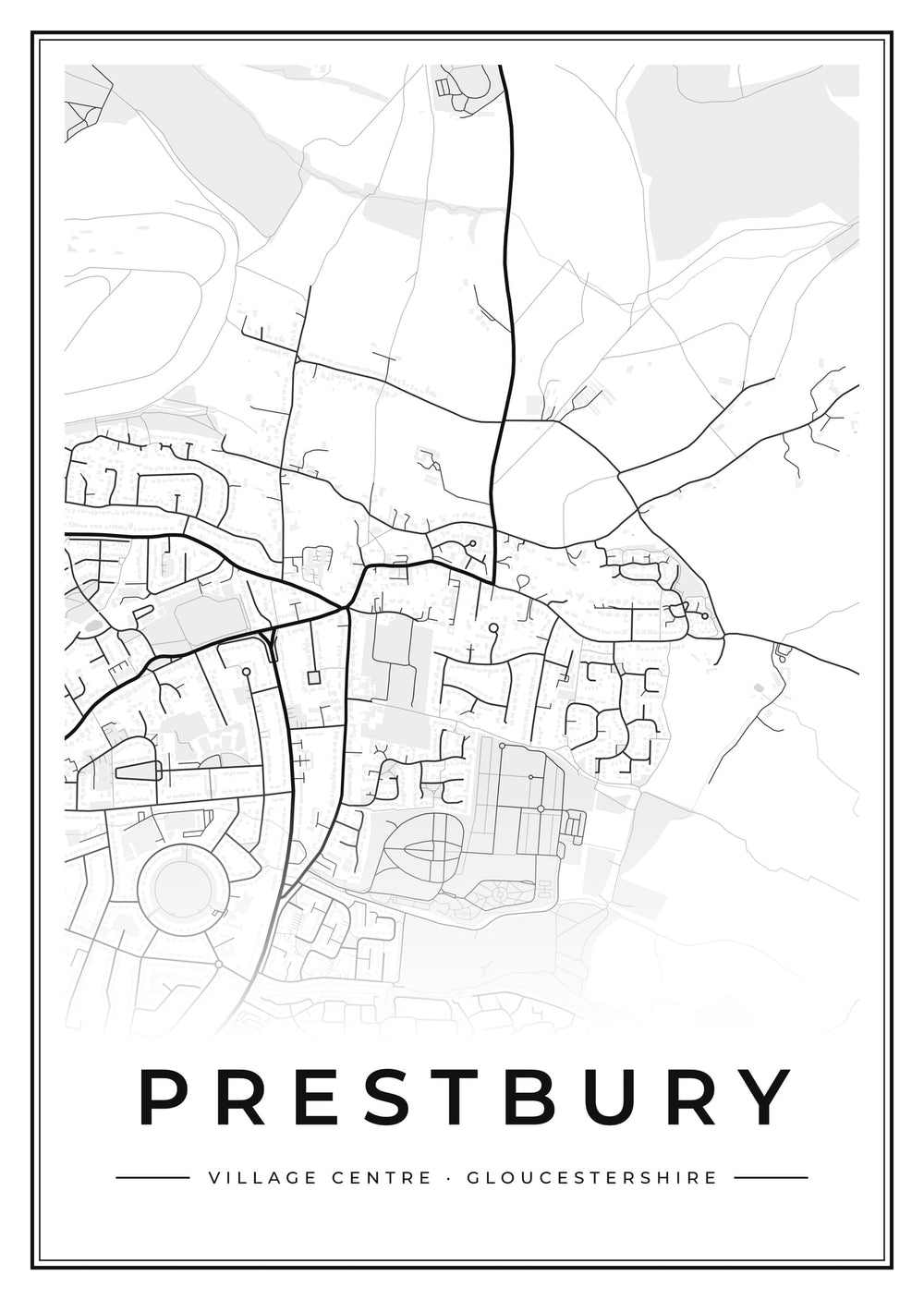 Prestbury Village Centre Street Map Poster