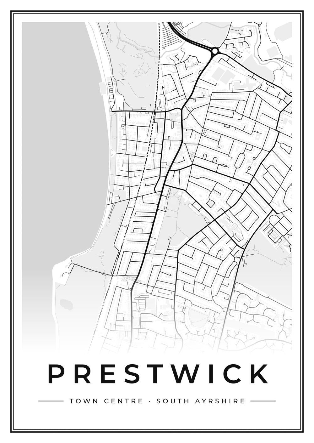 Prestwick Town Centre Street Map Poster