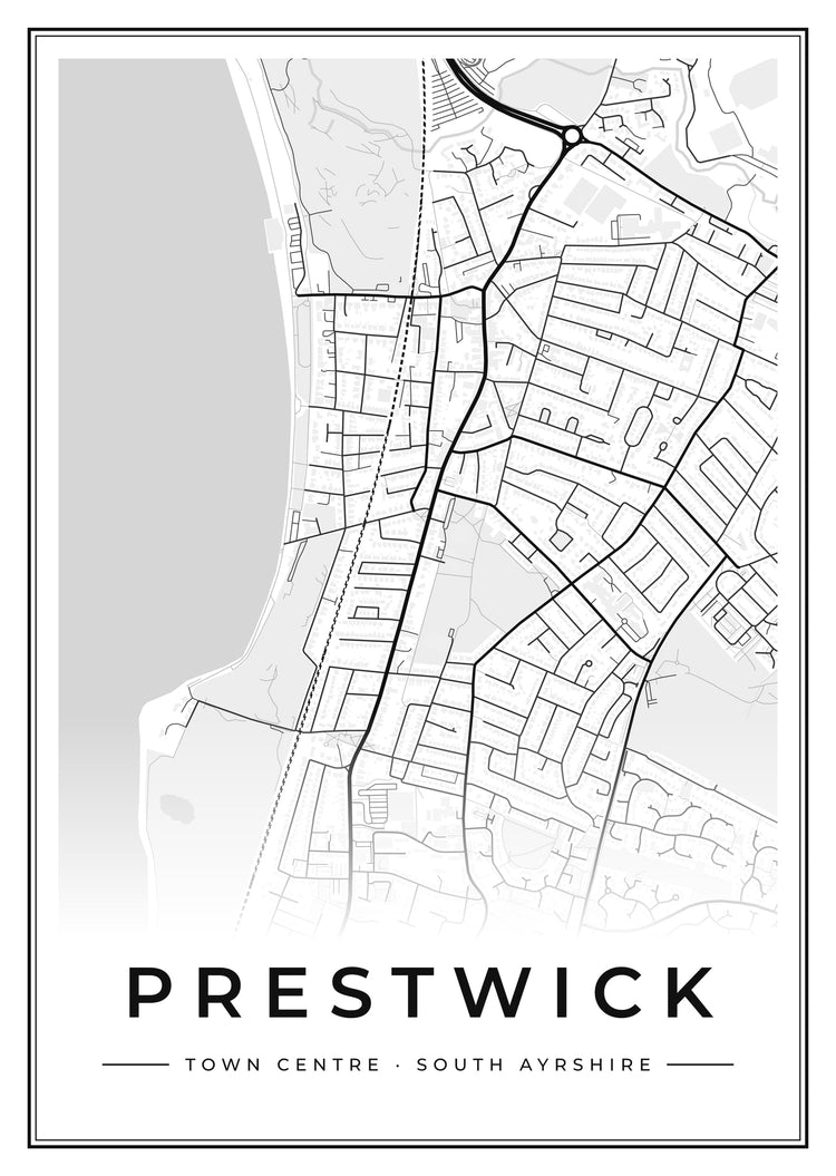 Prestwick Town Centre Street Map Poster