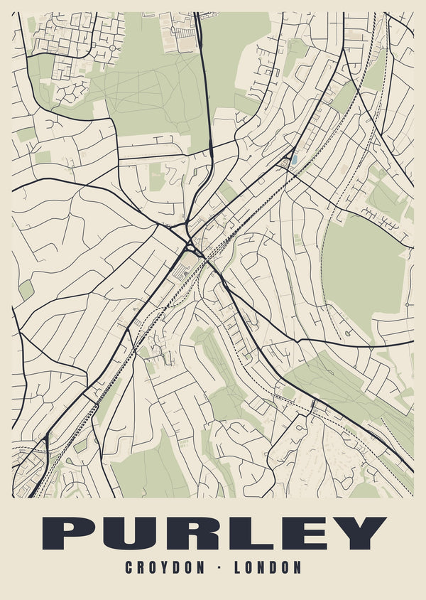 Purley Heritage Street Map Poster
