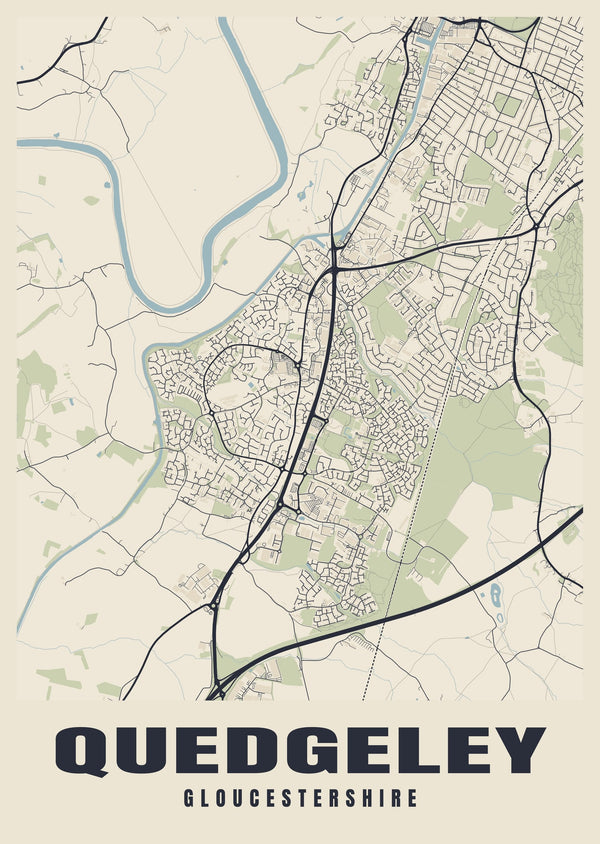 Quedgeley Street Map Poster