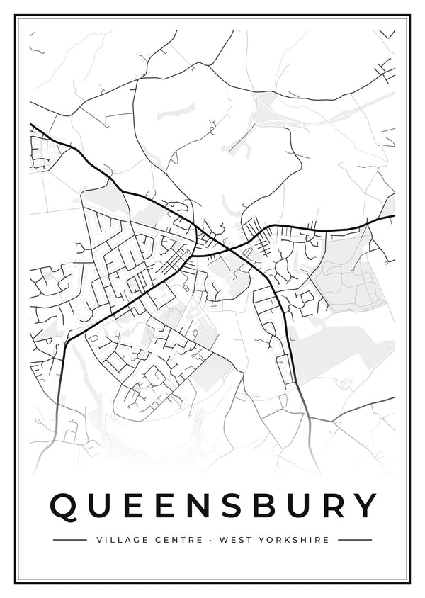 Queensbury Village Centre Street Map Poster