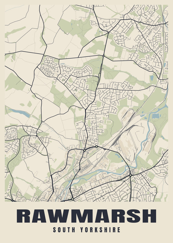 Rawmarsh Street Map Poster