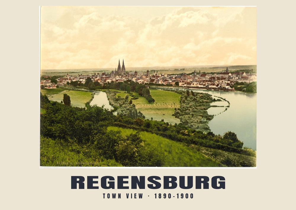 Town View, Regensburg — 1890–1900 · Vintage photochrom print