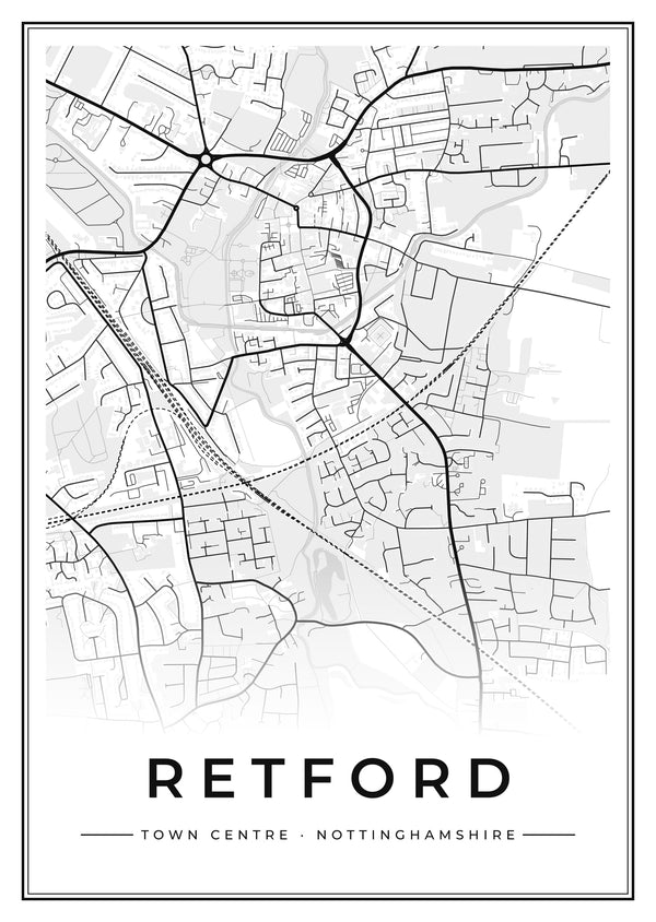 Retford Town Centre Street Map Poster