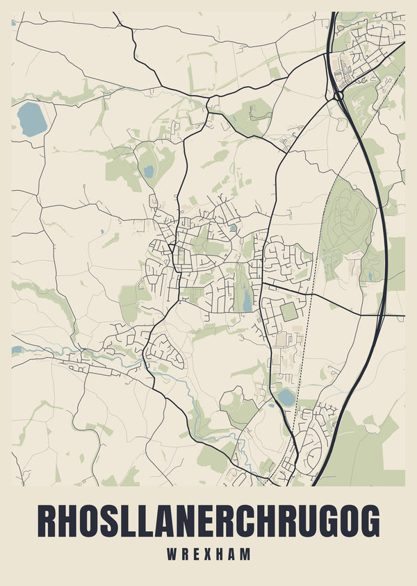 Rhosllanerchrugog Street Map Poster