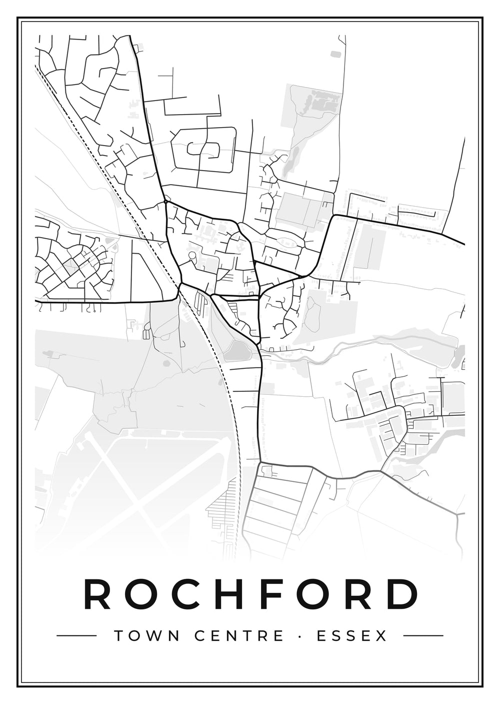 Rochford Town Centre Street Map Poster