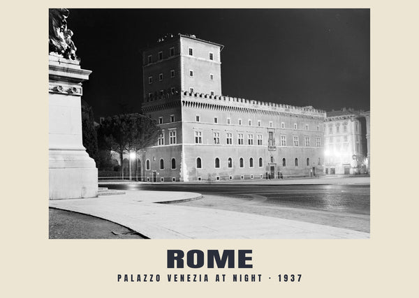 Palazzo Venezia at Night, Rome — 1937 · Historic photograph print
