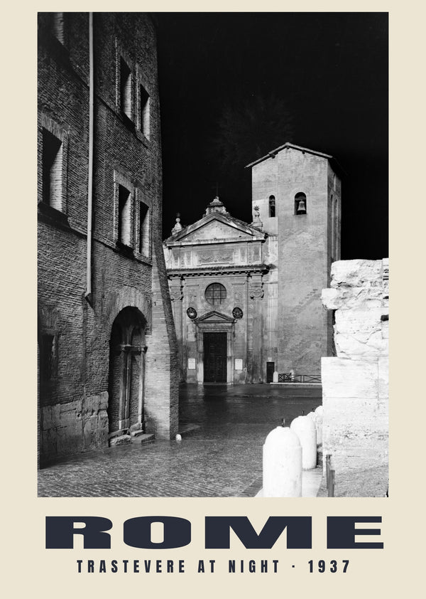 Trastevere at Night, Rome — 1937 · Historic photograph print