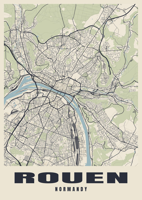 Rouen Street Map Poster