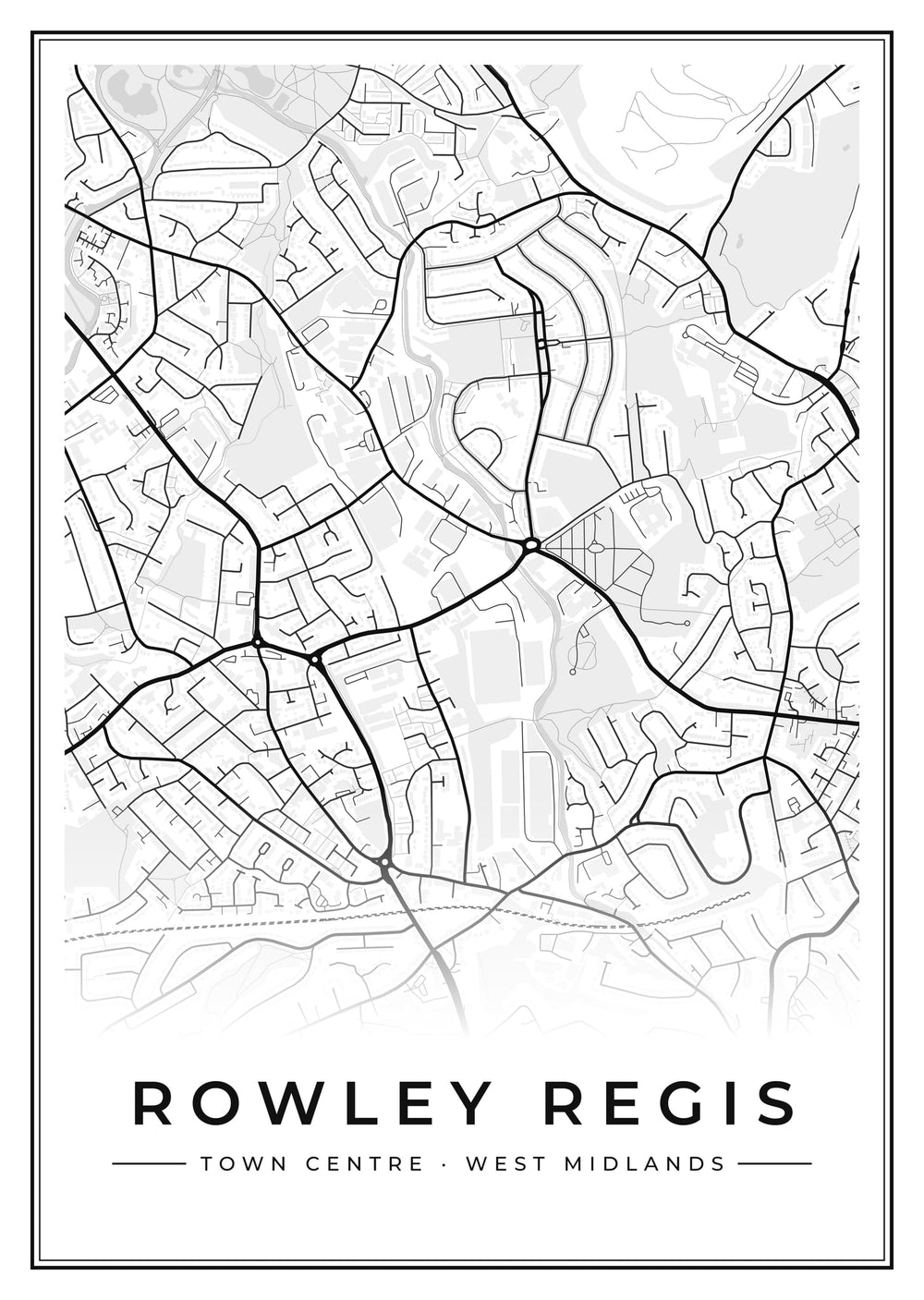 Rowley Regis Town Centre Street Map Poster