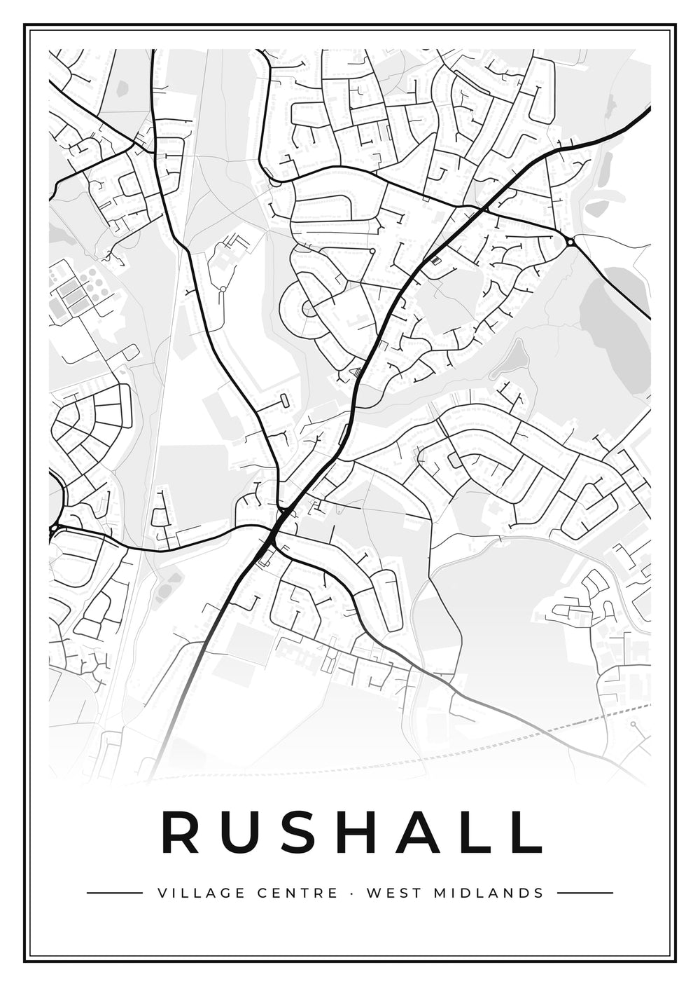 Rushall Village Centre Street Map Poster
