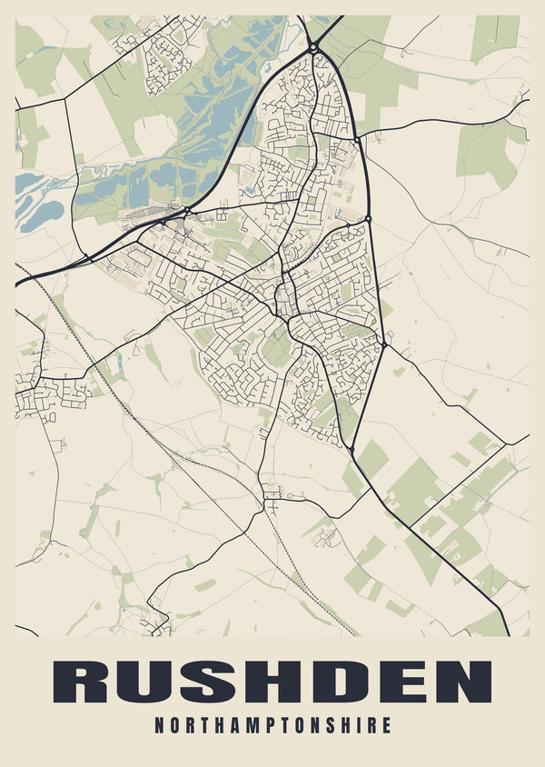 Rushden Street Map Poster