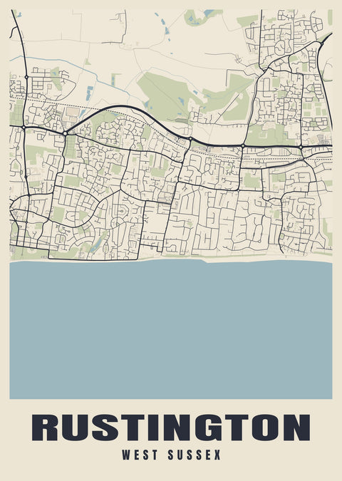Rustington Street Map Poster